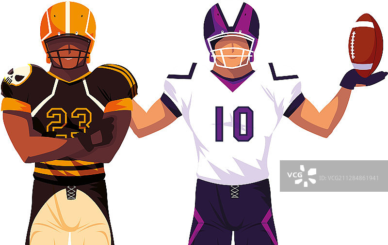 白色背景上的美式橄榄球男运动员图片素材