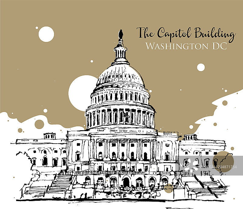 美国国会大厦素描图片素材