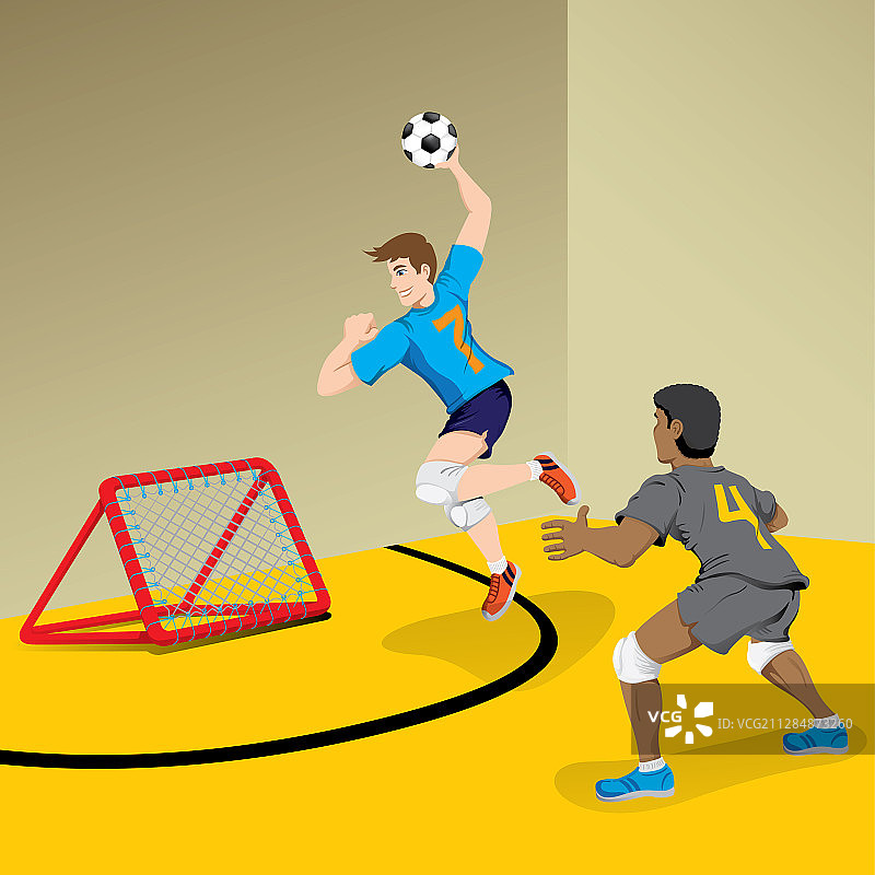 室内手球比赛场地与球员图片素材