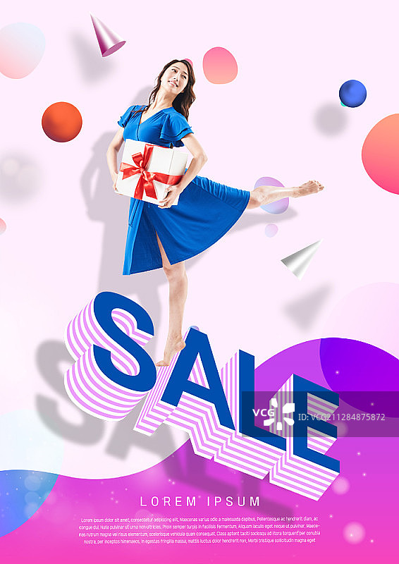 以年轻女性模特为主题的促销合成图图片素材