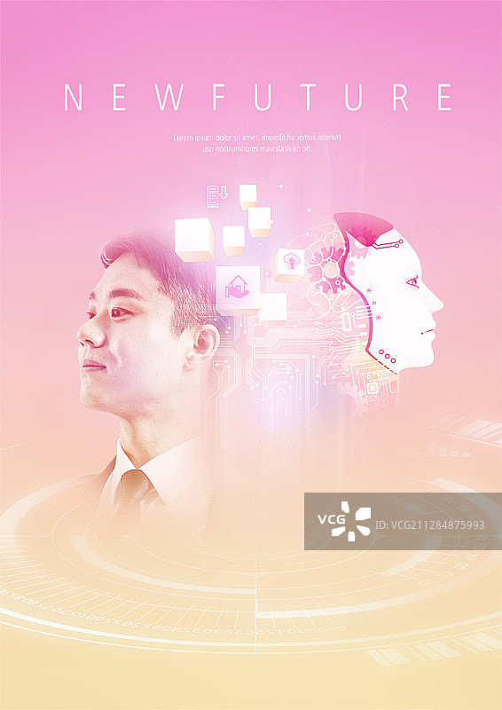 人类与科技合成图像图片素材