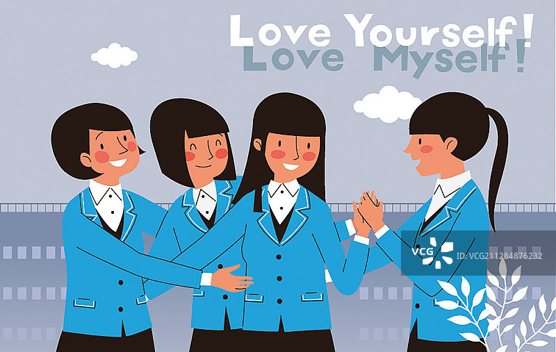 互相鼓励的女学生图片素材