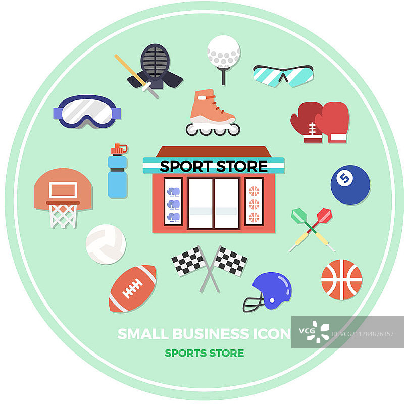 体育用品商店小企业矢量图标图片素材