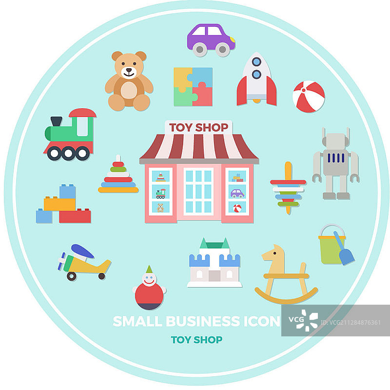 玩具店的小型企业矢量图标图片素材