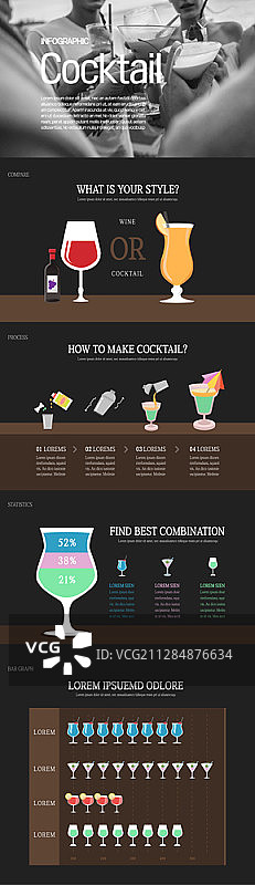 鸡尾酒信息图矢量模板图片素材
