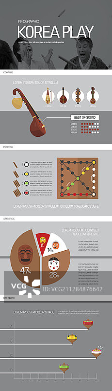 韩国传统娱乐信息图矢量模板图片素材