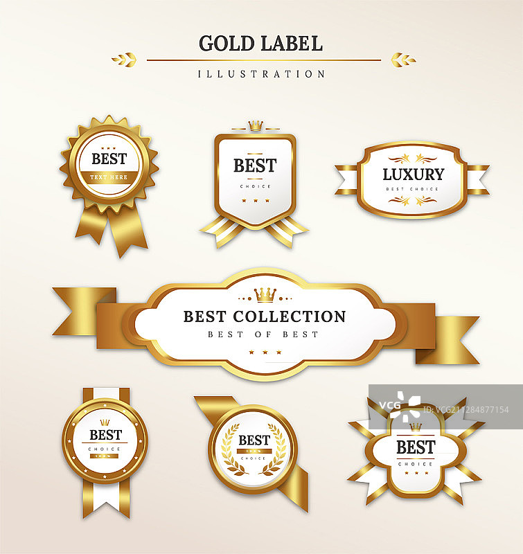 带丝带的金色标签矢量素材图片素材