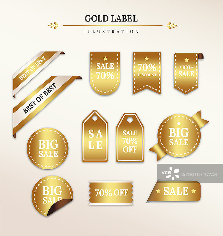 带丝带的金色标签矢量素材图片素材