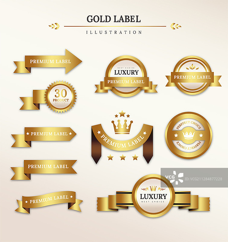 带丝带的金色标签矢量素材图片素材