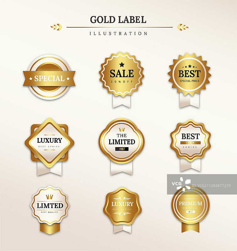 带丝带的金色标签矢量素材图片素材