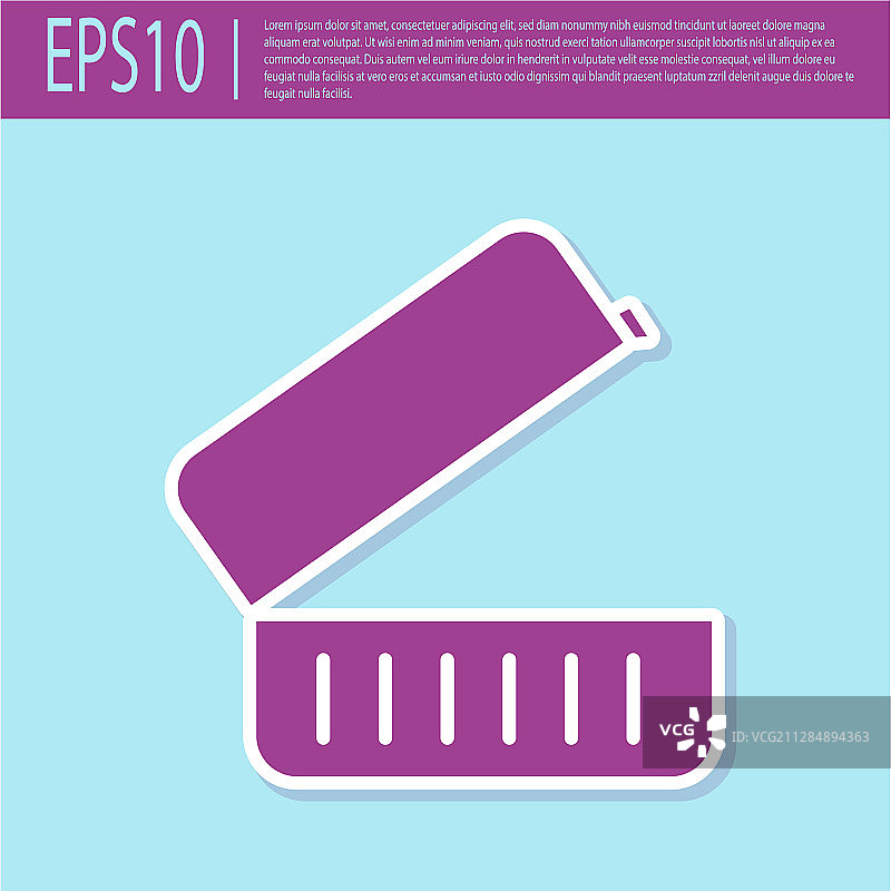 复古紫色午餐盒图标，土耳其石背景图片素材