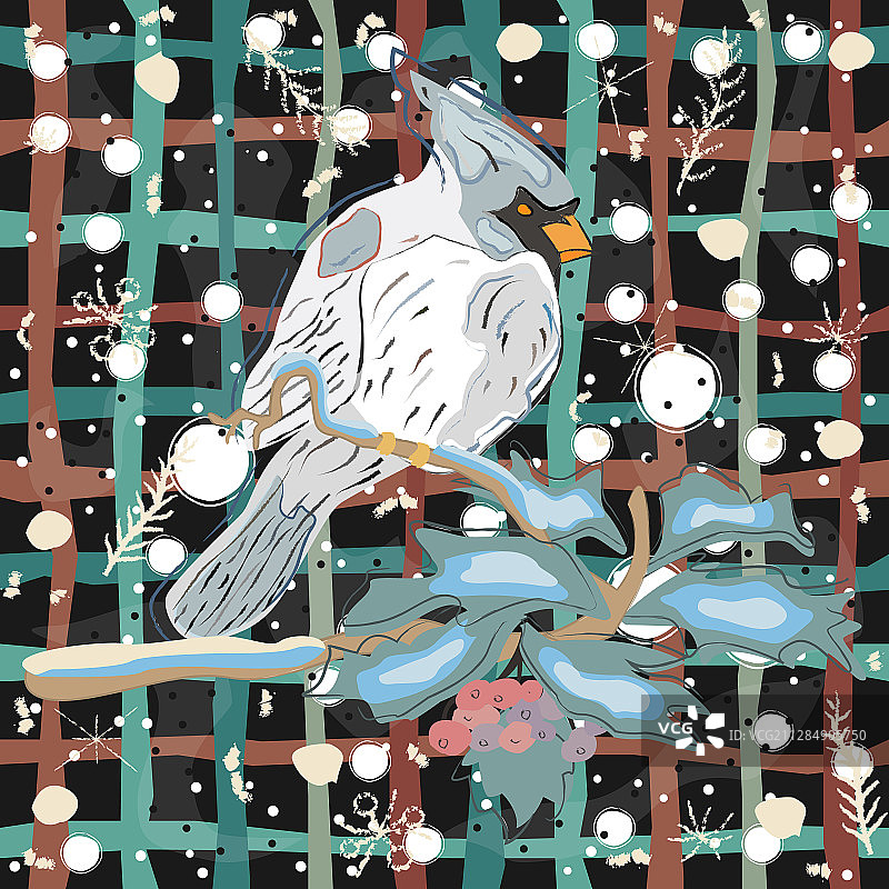 带有手绘图案的冬季节日贺卡图片素材