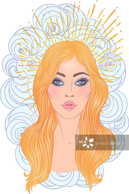 魔法之夜仙女手绘肖像A图片素材