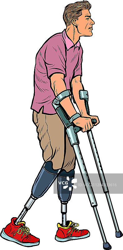 安装仿生假肢的无腿退伍军人图片素材