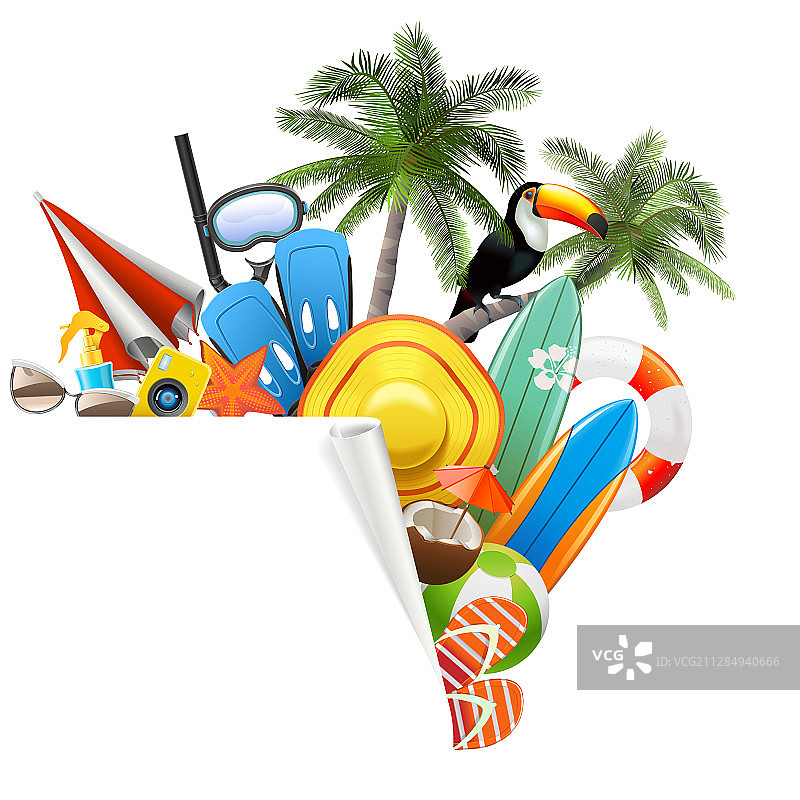 海滩配件与纸角图片素材