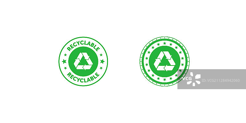 带莫比乌斯环的可回收绿色圆形徽章图片素材