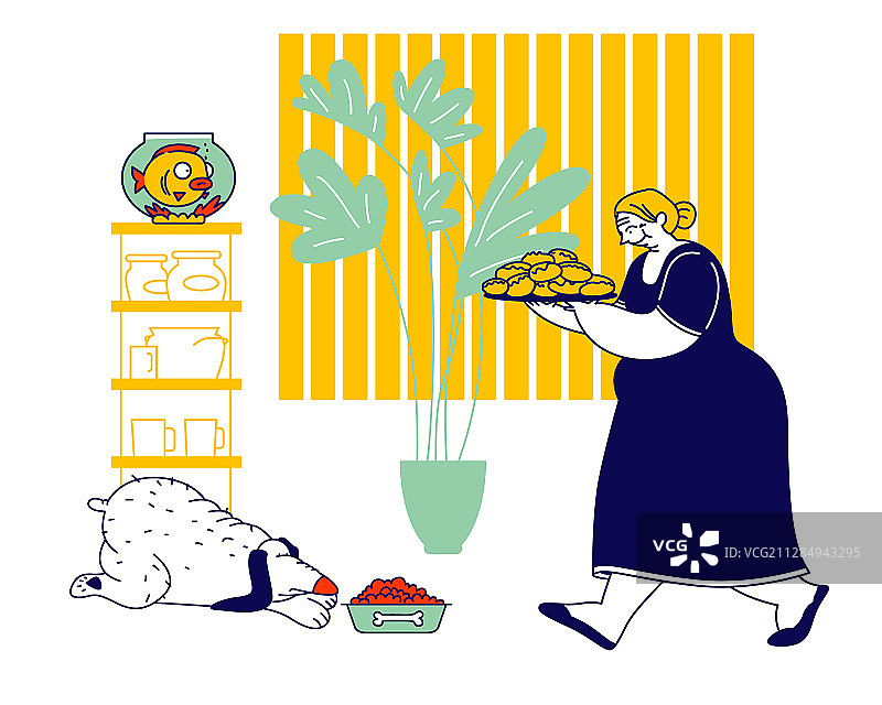 老年妇女端着一盘新鲜馅饼图片素材