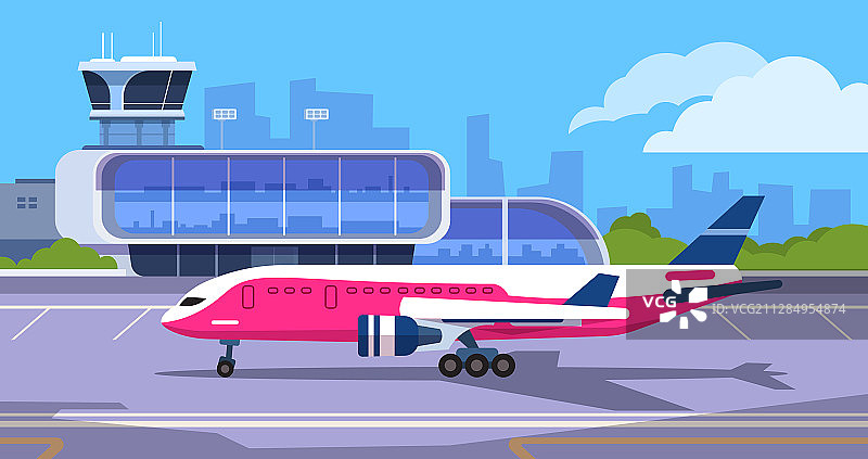 卡通机场航站楼交通枢纽图片素材