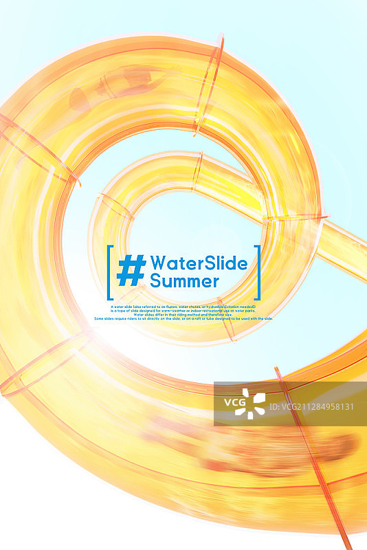 透明橙色水滑梯与两人图片素材