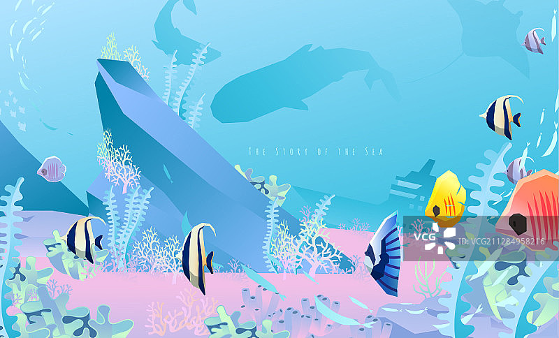 热带鱼海底生物矢量图图片素材