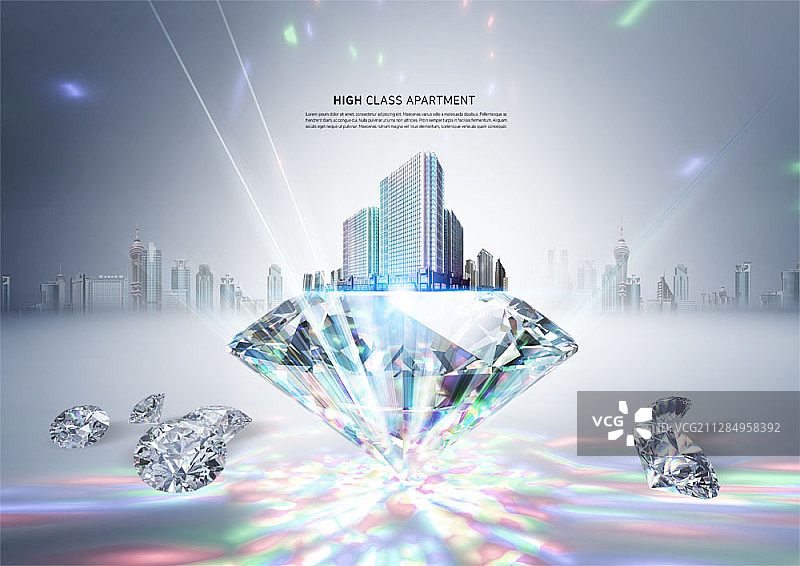 钻石和建筑的数字合成图像图片素材