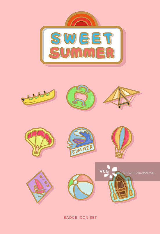 夏季商品徽章图标集图片素材