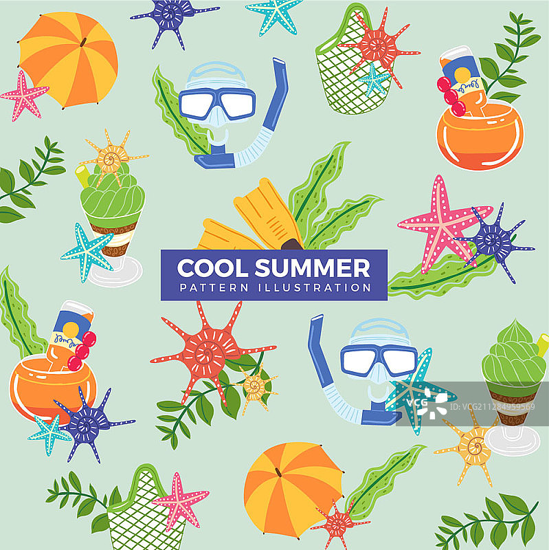 夏季浮潜装备沙滩图案图片素材