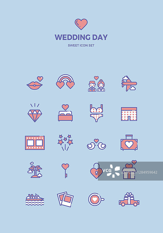 婚礼主题矢量图标集图片素材