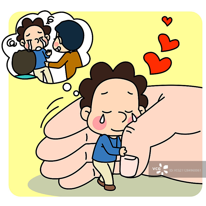 男人拥抱拳头并思考战斗矢量插图图片素材