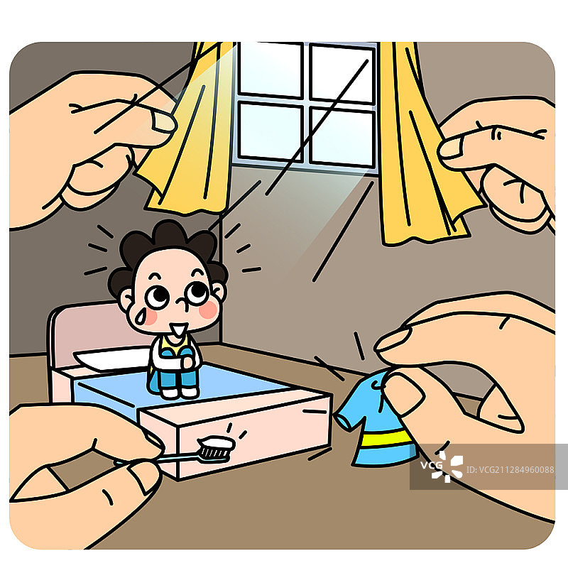 在床上帮助男人的手矢量图图片素材