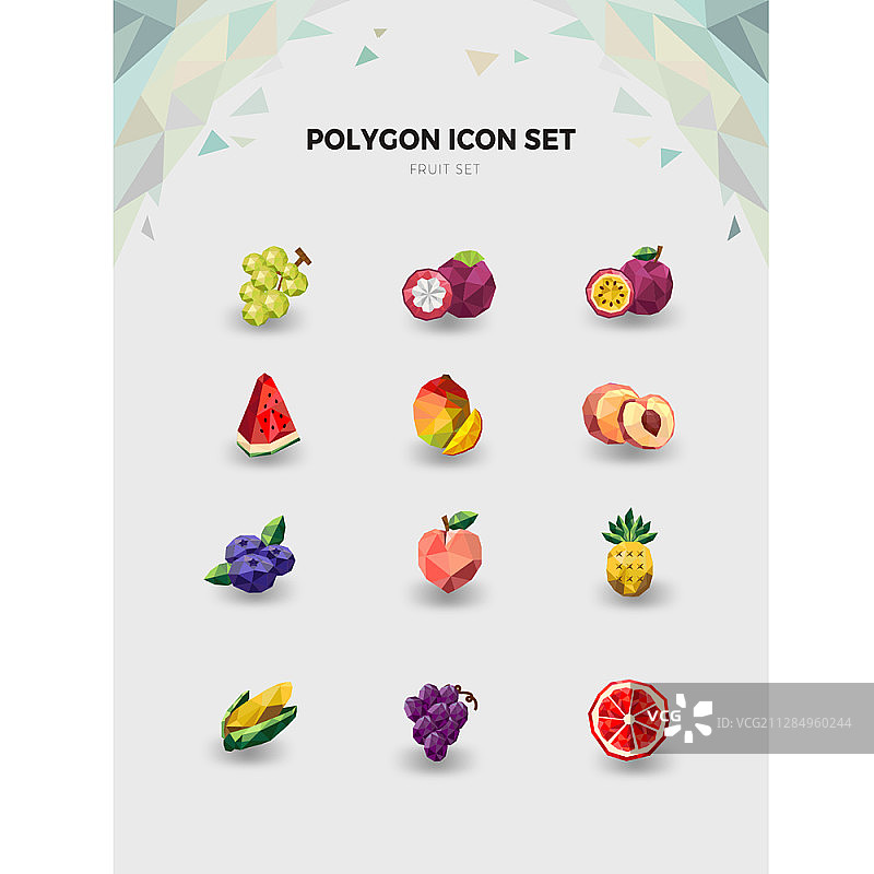 果蔬主题多边形图标集图片素材