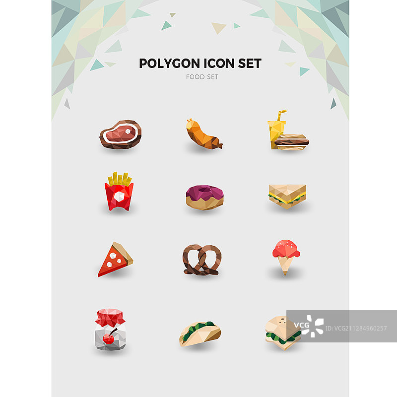 食物主题多边形图标合集图片素材