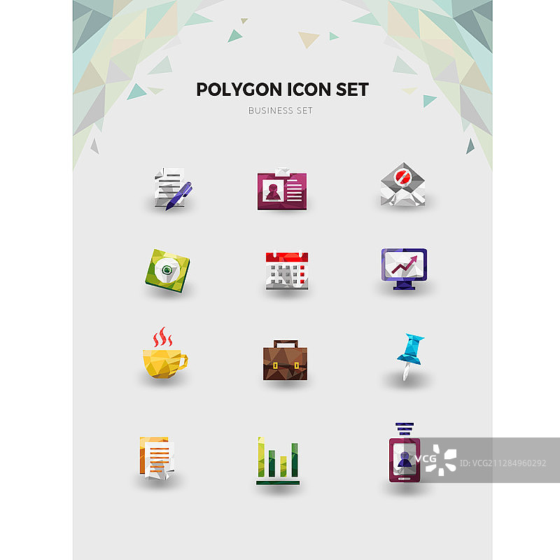 商务主题多边形图标集图片素材