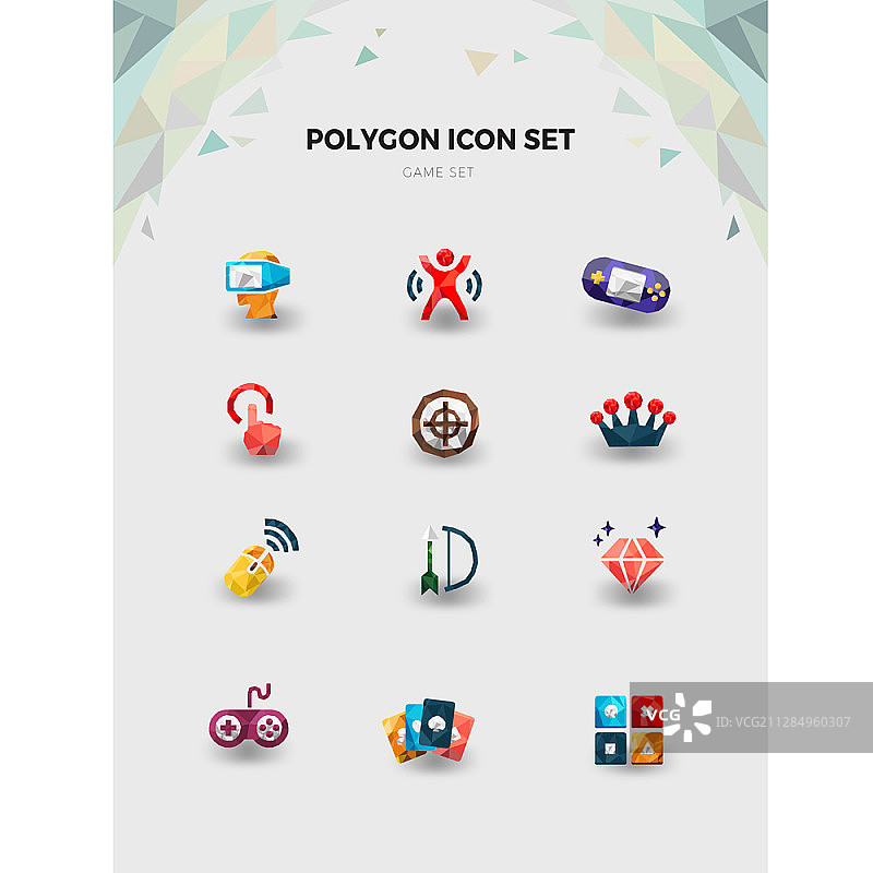游戏主题多边形图标集图片素材