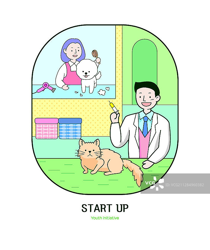 兽医和宠物美容师新业务主题矢量插画图片素材