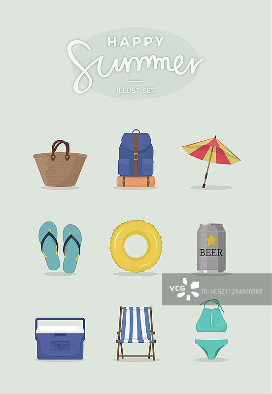 夏季海滩活动矢量插画图片素材