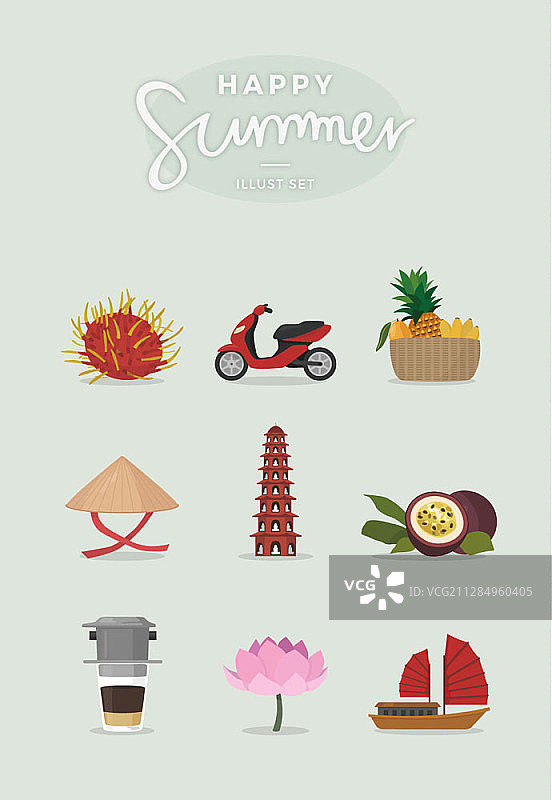 夏季活动用品矢量插图图片素材