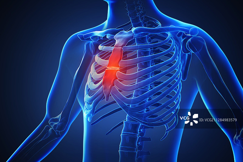 突出显示疼痛的人体3D渲染025图片素材