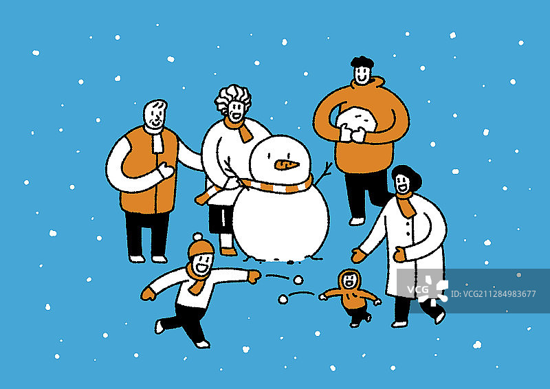 冬季家庭共享欢乐时光插画001图片素材