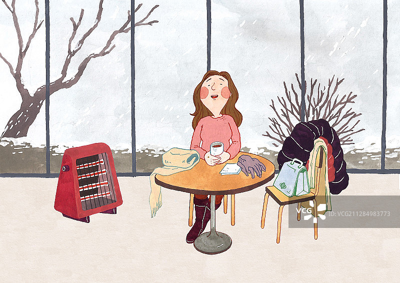 冬季保暖或抵御严寒插画图片素材