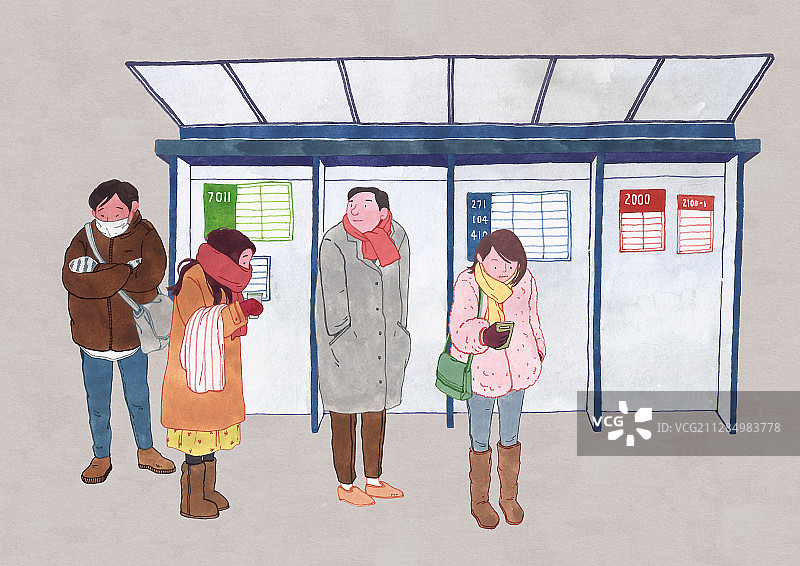 冬季保暖方式插画004图片素材