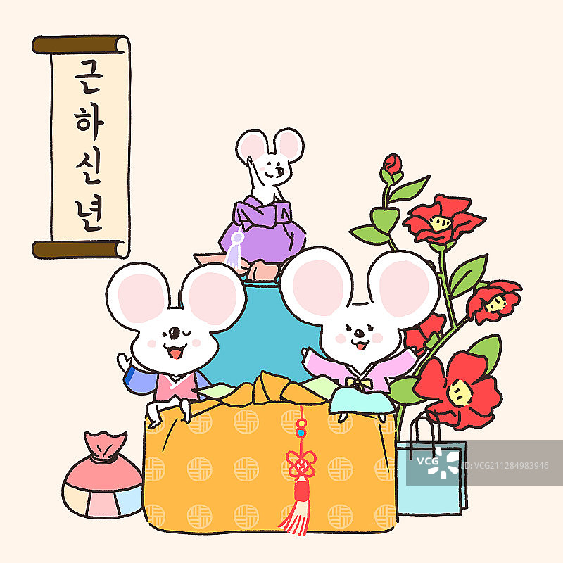 2020鼠年贺卡设计插画016图片素材