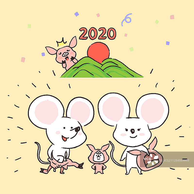 2020鼠年新年贺卡设计插画019图片素材