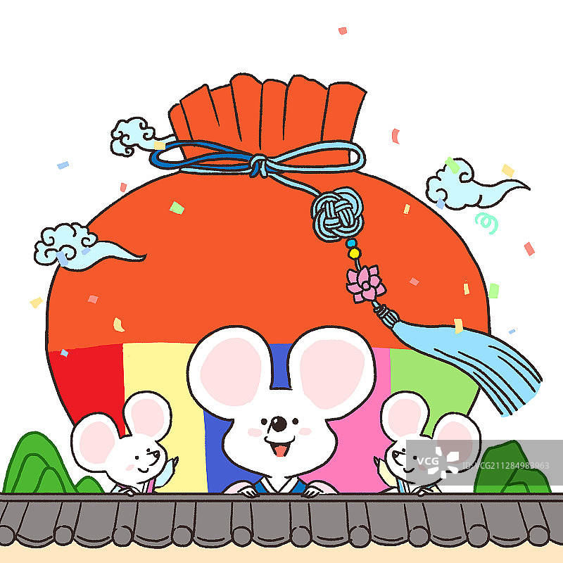 2020鼠年贺卡设计插画023图片素材
