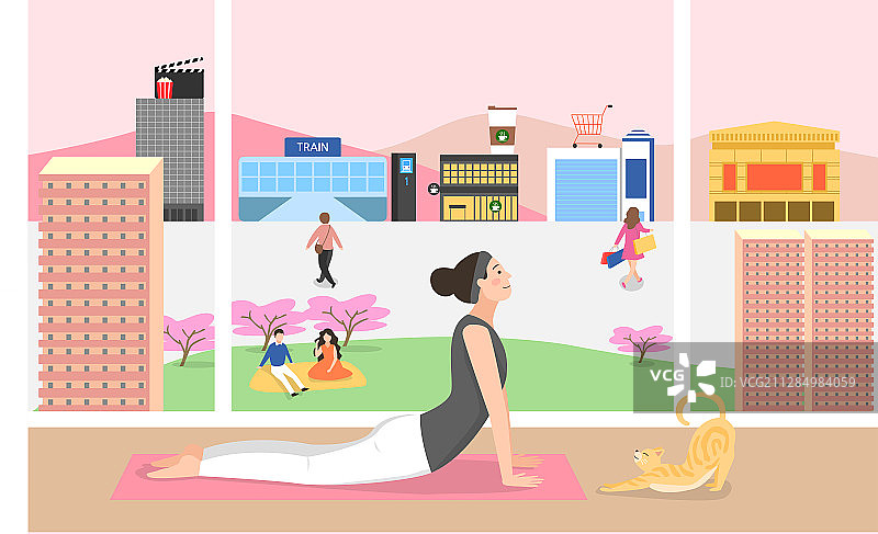 快乐家庭住宅环境概念插画图片素材