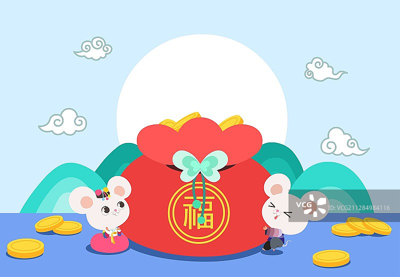 带老鼠图案的网页横幅/海报/卡片模板001图片素材