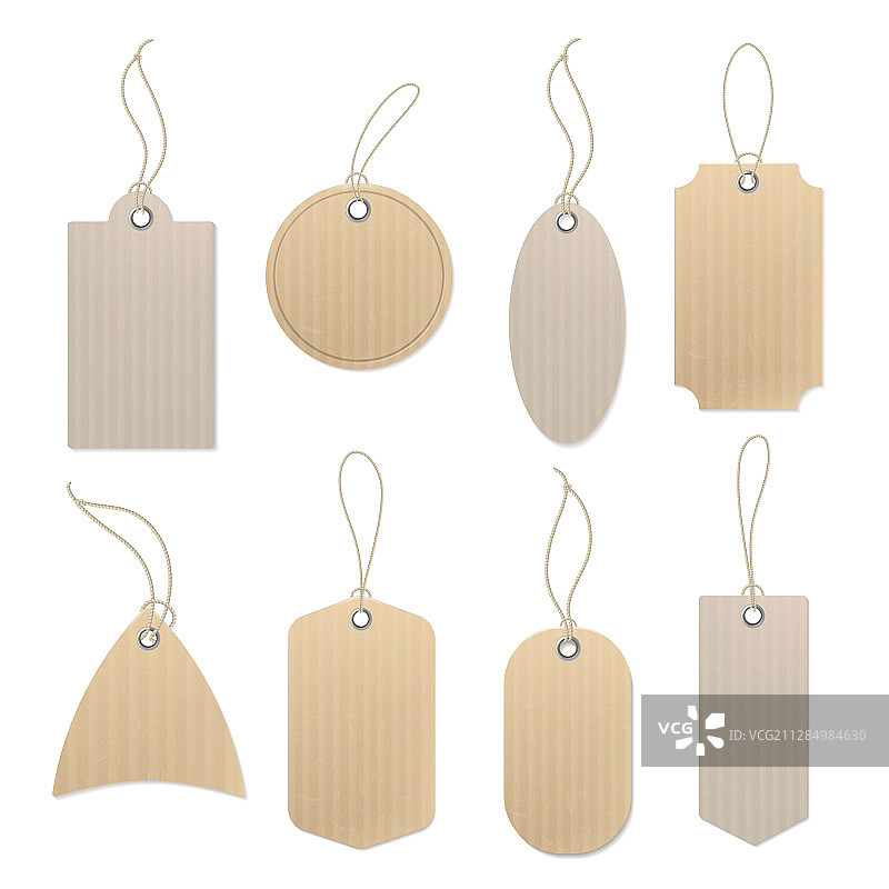 不同复古空白纸质棕色工艺标签图片素材