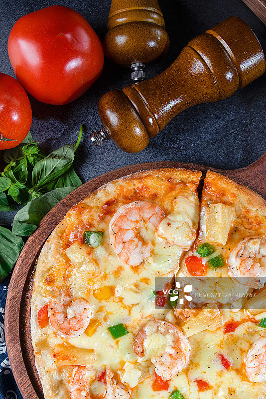 夏威夷鲜虾披萨图片素材