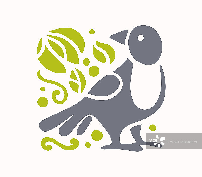 扁平风可爱有趣的手绘喜鹊站立图片素材