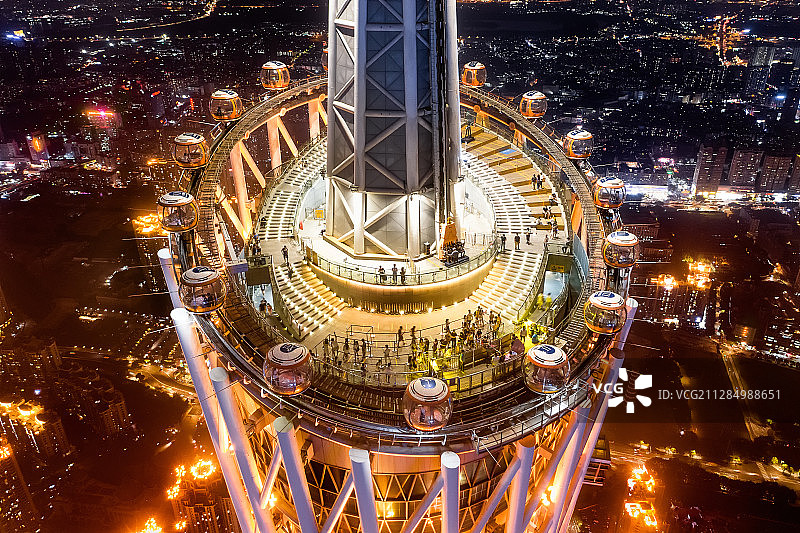 超高清夜景广州塔摩天轮图片素材